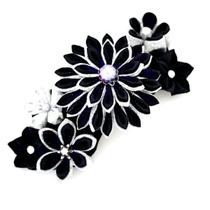 deep violet Tumami-zaiku hair barrette, headdress, Japanese design, bar barrette