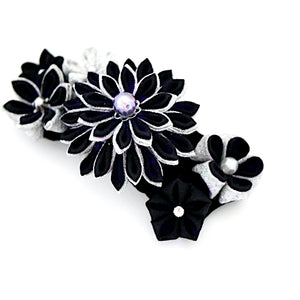 deep violet Tumami-zaiku hair barrette, headdress, Japanese design, bar barrette