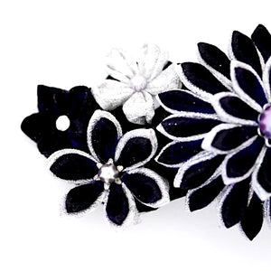 deep violet Tumami-zaiku hair barrette, headdress, Japanese design, bar barrette