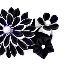 Load image into Gallery viewer, deep violet Tumami-zaiku hair barrette, headdress, Japanese design, bar barrette