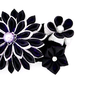 deep violet Tumami-zaiku hair barrette, headdress, Japanese design, bar barrette