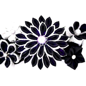 deep violet Tumami-zaiku hair barrette, headdress, Japanese design, bar barrette