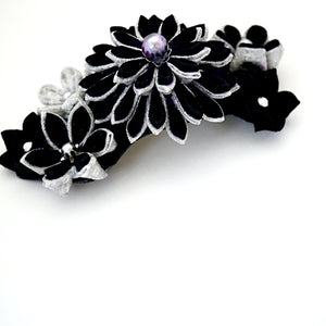 deep violet Tumami-zaiku hair barrette, headdress, Japanese design, bar barrette