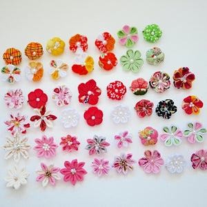 2pcs green and pink flower brooches, accessory, Japan Handmade, fashion items