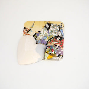 heart aroma stone on KABUKI/Japan design, ceramic aroma, handcrafted