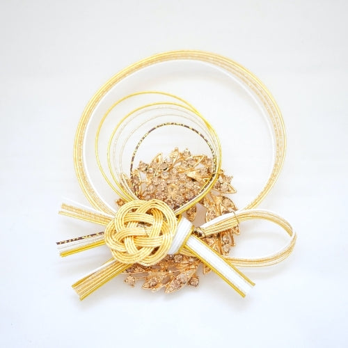 mizuhiki brooch pin, gold metal brooch accessory