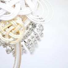 Load image into Gallery viewer, silver swing brooch, elegant japanese mizuhiki accessory