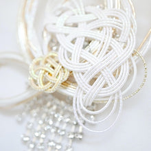 Load image into Gallery viewer, silver swing brooch, elegant japanese mizuhiki accessory