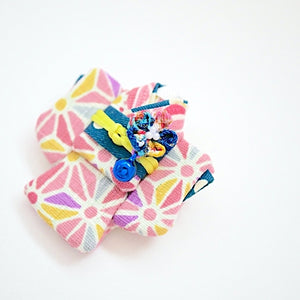 Light pink Kimono-shaped brooch, handmade