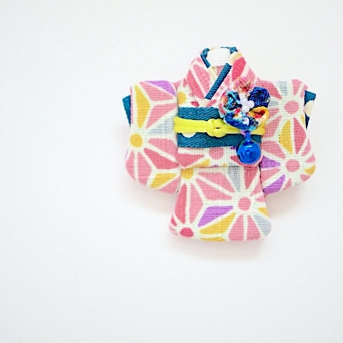 Light pink Kimono-shaped brooch, handmade