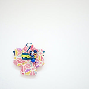 Light pink Kimono-shaped brooch, handmade