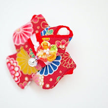 Load image into Gallery viewer, Red Kimono-shaped brooch, handmade