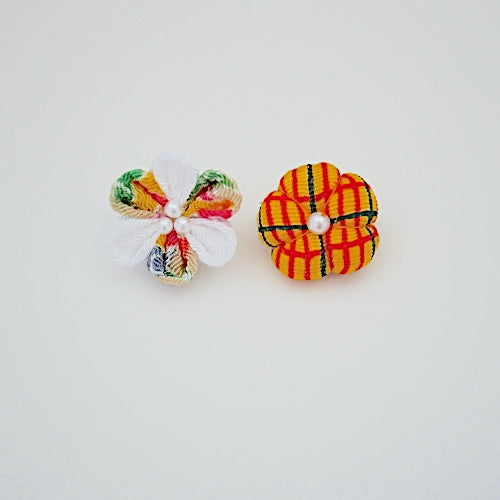 2pcs Tsumami-zaiku brooches, accessory, Japan Handmade