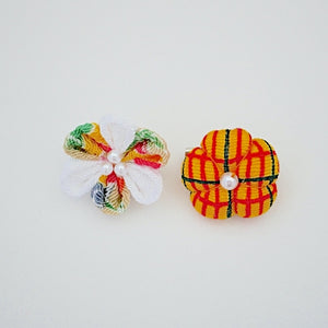 2pcs Tsumami-zaiku brooches, accessory, Japan Handmade