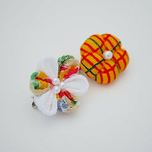 2pcs Tsumami-zaiku brooches, accessory, Japan Handmade