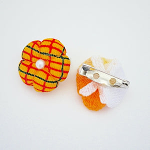 2pcs Tsumami-zaiku brooches, accessory, Japan Handmade