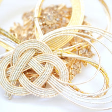 Load image into Gallery viewer, brooch, gold metal accessory, mizuhiki, japanese brooch