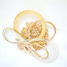 Load image into Gallery viewer, brooch, gold metal accessory, mizuhiki, japanese brooch