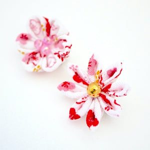 2pcs Red&White brooches, accessory, Japan Handmade, fashion accessories