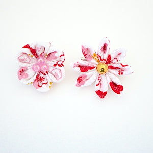 2pcs Red&White brooches, accessory, Japan Handmade, fashion accessories