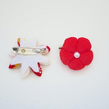 Load image into Gallery viewer, 2pcs Red&amp;White brooches, accessory, Japan Handmade, fashion accessories