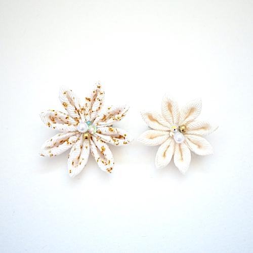 2pcs White Flower Brooches, Accessory, Japan Handmade, Fashion Accessories