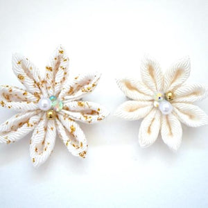 2pcs White Flower Brooches, Accessory, Japan Handmade, Fashion Accessories