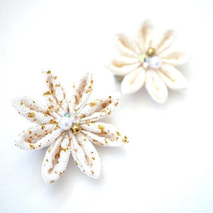 2pcs White Flower Brooches, Accessory, Japan Handmade, Fashion Accessories