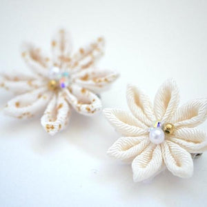 2pcs White Flower Brooches, Accessory, Japan Handmade, Fashion Accessories