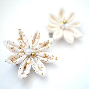 2pcs White Flower Brooches, Accessory, Japan Handmade, Fashion Accessories