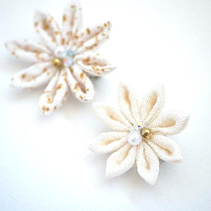 2pcs White Flower Brooches, Accessory, Japan Handmade, Fashion Accessories