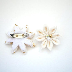 2pcs White Flower Brooches, Accessory, Japan Handmade, Fashion Accessories