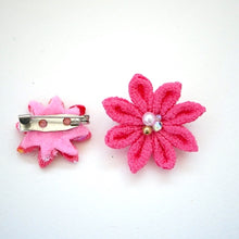 Load image into Gallery viewer, 2pcs Pink flower brooches, accessory, Japan Handmade, fashion accessories