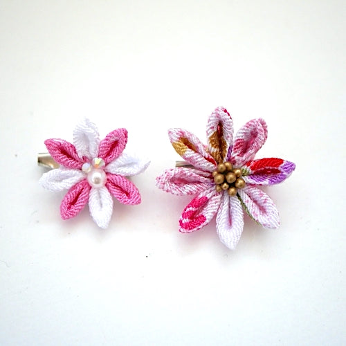 2pcs Pink&White flower brooches, accessory, Japan Handmade, fashion accessories