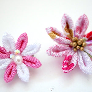 2pcs Pink&White flower brooches, accessory, Japan Handmade, fashion accessories