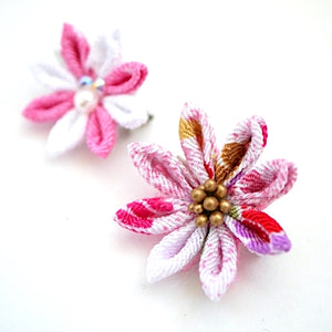 2pcs Pink&White flower brooches, accessory, Japan Handmade, fashion accessories