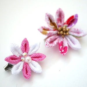 2pcs Pink&White flower brooches, accessory, Japan Handmade, fashion accessories