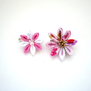 2pcs Pink&White flower brooches, accessory, Japan Handmade, fashion accessories