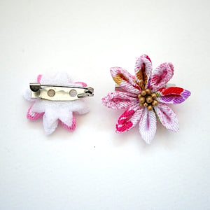 2pcs Pink&White flower brooches, accessory, Japan Handmade, fashion accessories