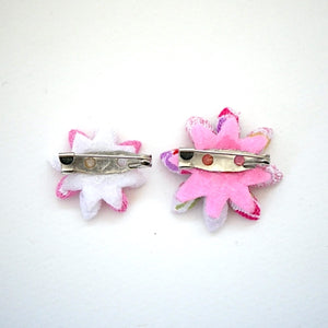 2pcs Pink&White flower brooches, accessory, Japan Handmade, fashion accessories