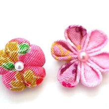 Load image into Gallery viewer, 2pcs Pink flower brooches, accessory, Japan Handmade, fashion accessories