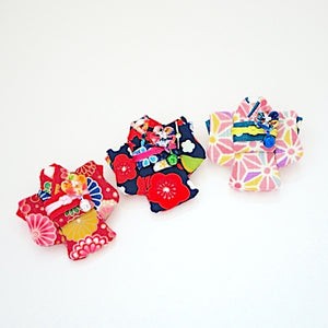 Red Kimono-shaped brooch, handmade