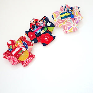 Red Kimono-shaped brooch, handmade