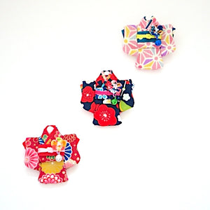 Red Kimono-shaped brooch, handmade