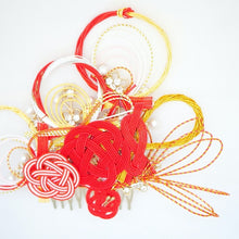 Load image into Gallery viewer, red&amp;yellow mizuhiki design hair comb, Japanese styling tool