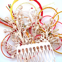 Load image into Gallery viewer, pink gold metal hair comb, head accessory, hair comb decor