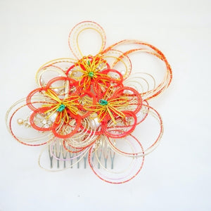 mizuhiki flower hair accessory, head accessory, hair comb