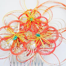 Load image into Gallery viewer, mizuhiki flower hair accessory, head accessory, hair comb