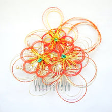 Load image into Gallery viewer, mizuhiki flower hair accessory, head accessory, hair comb