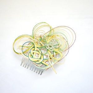 hair comb clip green mizuhiki headpieses, hair comb decor